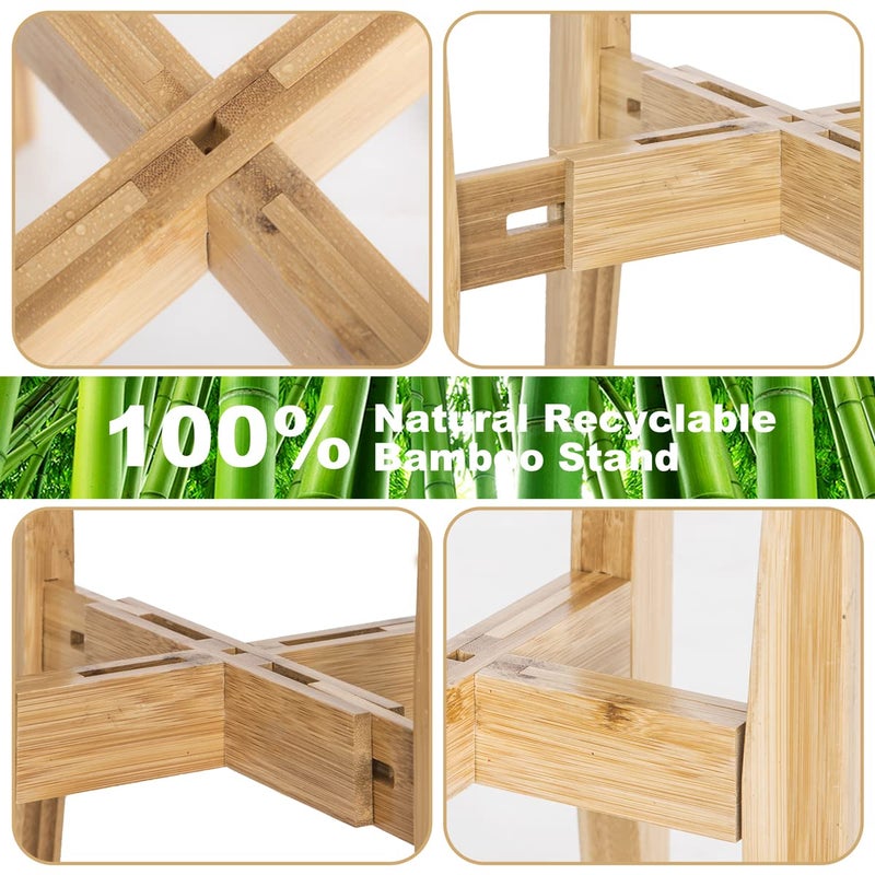 OERGKE 2 PACK Adjustable Plant Stand Indoor  Bamboo Mid Century Modern Plants Stands  Corner Flower Holder for Living Room  Fits 8 to 12 Inches Pots  (Pot & Plant Not Included)(Nature) - Image 5